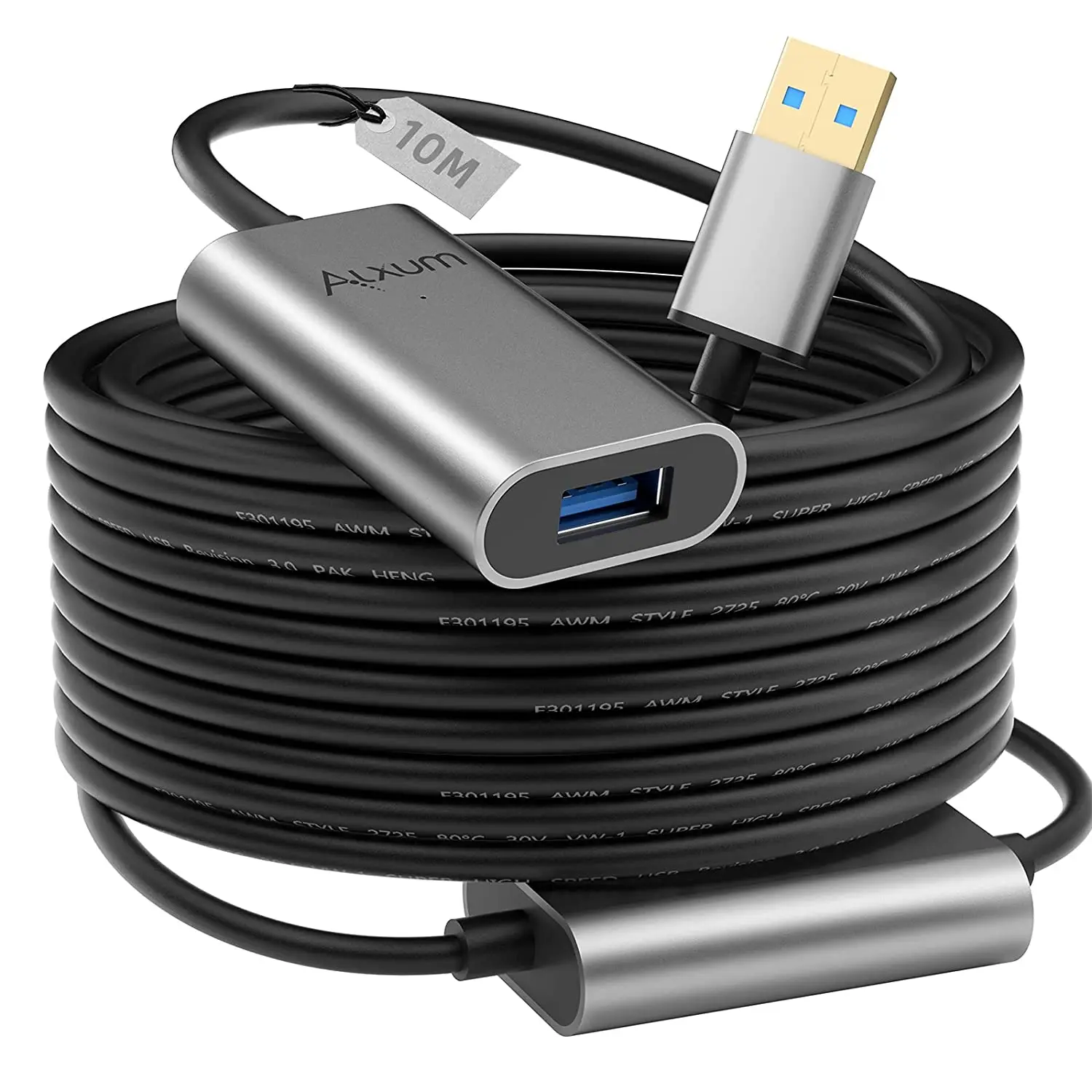 

USB-удлинитель ALXUM 10 м, штекер-гнездо USB 3,0, удлинитель с усилителем сигнала, USB-кабель для передачи данных для ноутбука, ПК, VR, Xbox One