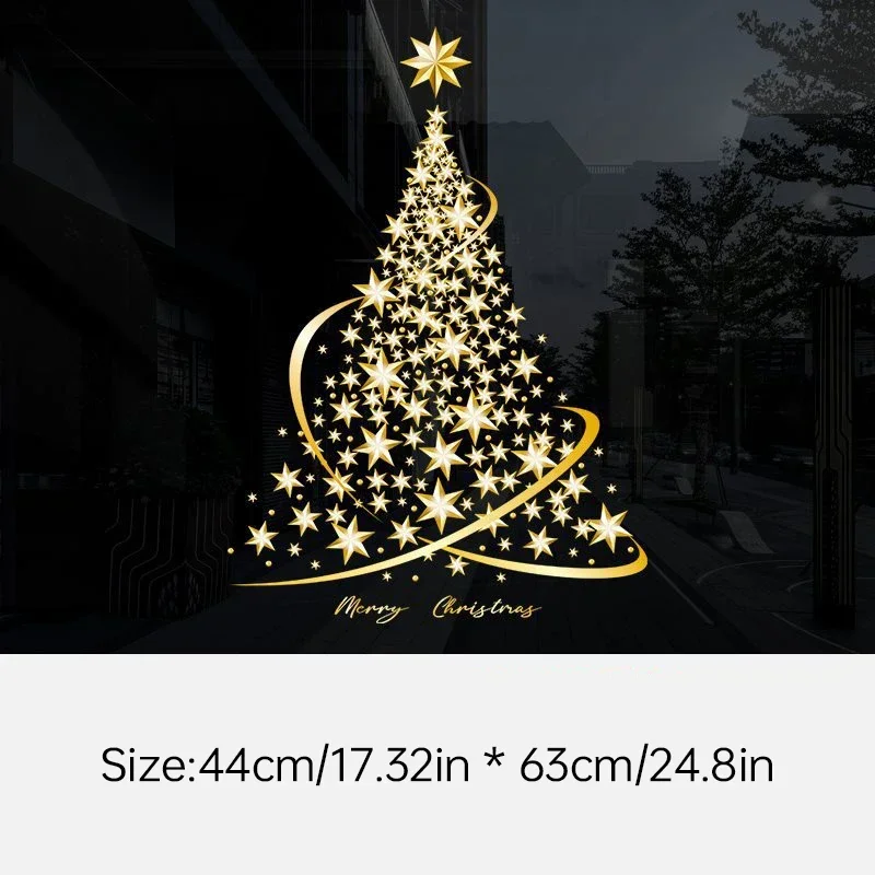 

Золотые новогодние наклейки на окна