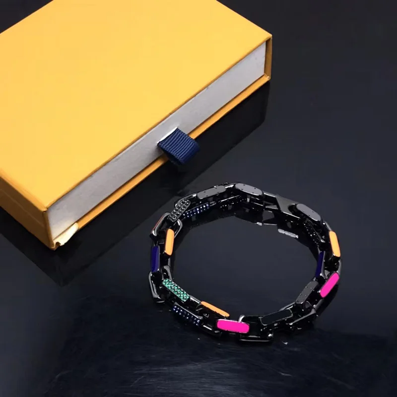 

Original New Style Diamond Inlaid Black Gold Colorful Bamboo Knot Bracelet Men's Party Charm Jewelry Accessories