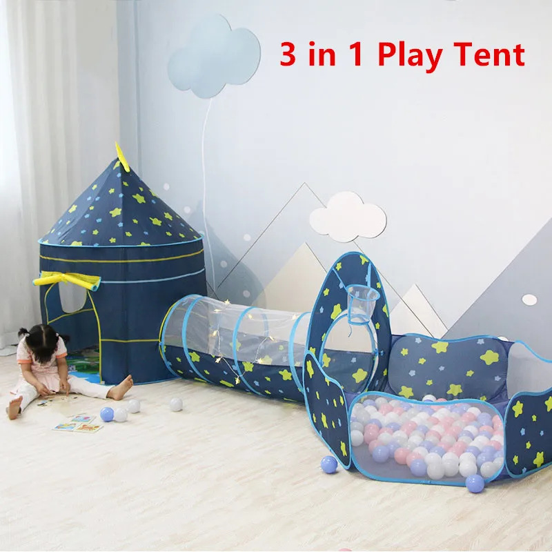 

3 in 1 Children Tent House Toy Ball Pool Pit Creeping Tunnel Portable Children Tipi Tents House Tent Kids Removable Tent Gifts