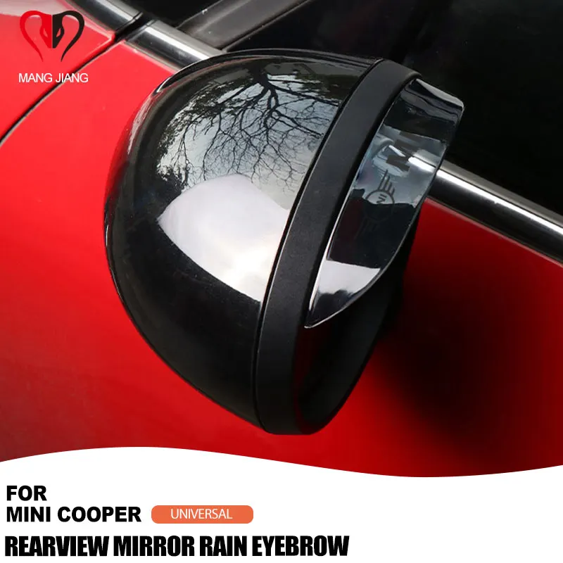

For Mini Cooper 2PCS Universal For Part Auto Rearview Mirror Visor Rain Eyebrow Cover Stickers PC Glossy Protection Accessories