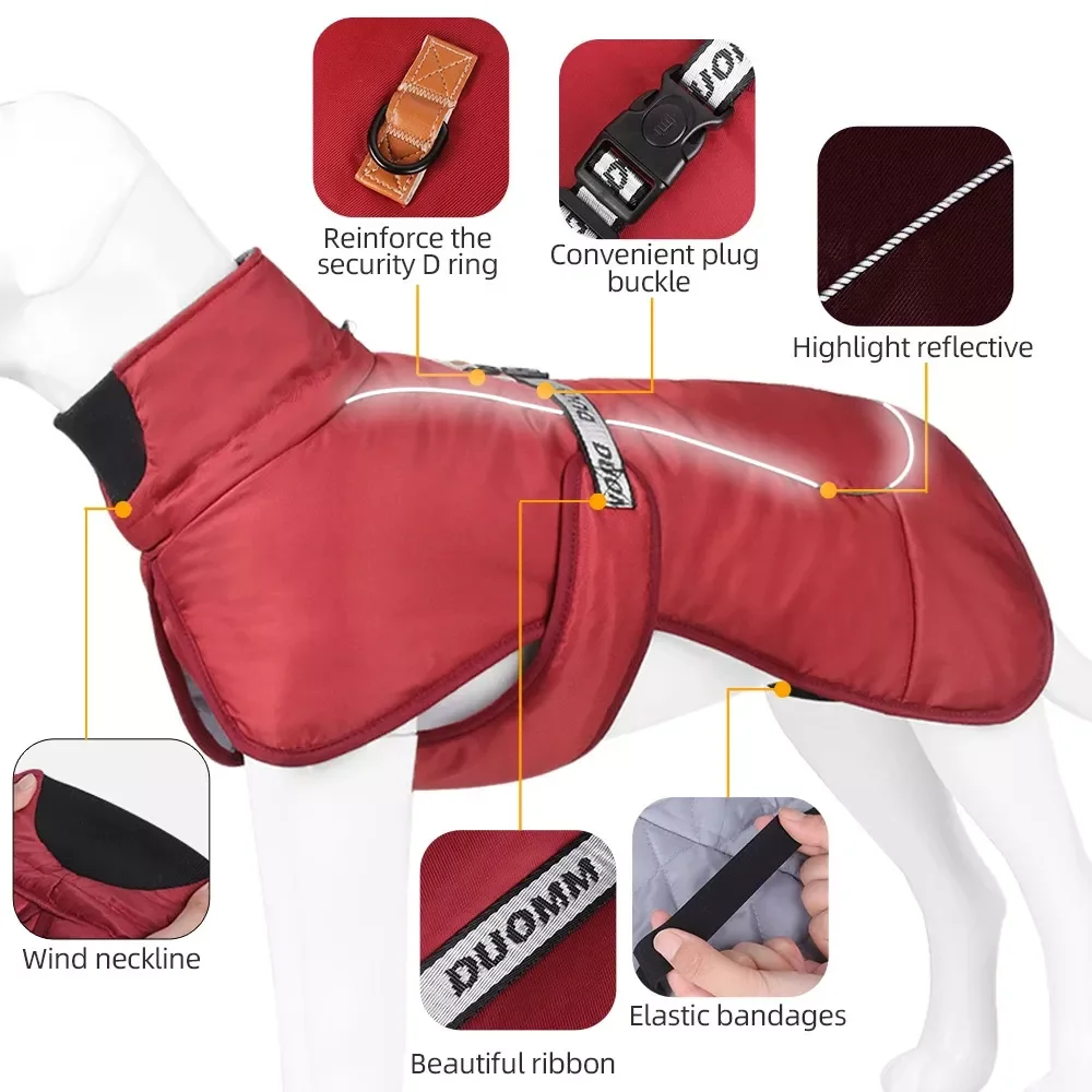 

2023 large Dog jacket Winter Waterproof Pure cotton Thicken Dog clothes Warm Comfort For Medium Dogs coat Outdoors Pet suppliesa