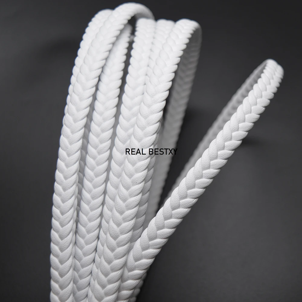 Плоский кожаный шнур шириной около 10*4 мм кружевные шнуры белого цвета для