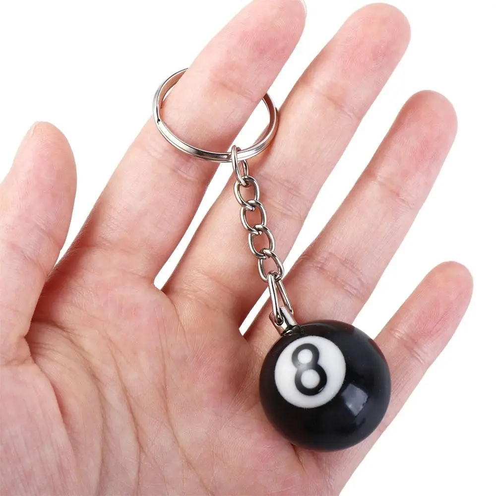 

Creative Fashion Billiard Pool Keychains Round Ball Key Ring Lucky Black NO.8 Key Chains Resin Ball Jewelry Gift