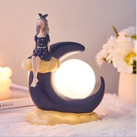 3d led moon lamp rechargeable portable resin lamp with mermaid baby night light led cartoon lamp cute room decorindoor lighting
