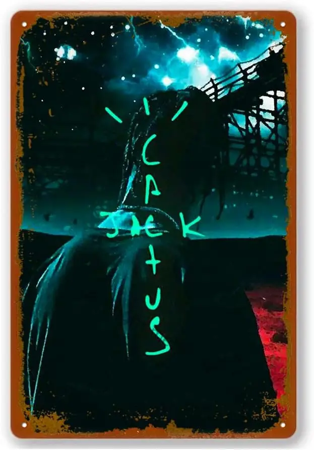 Металлический неоновый постер с изображением Джека и кактуса в стиле ретро