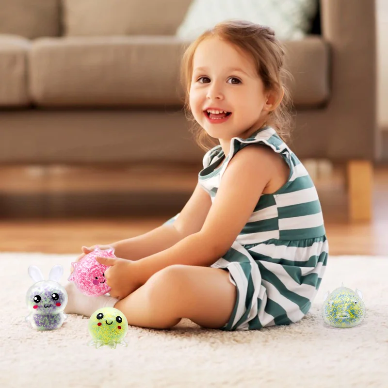 Luminous Fidget Toys  Squishy Stress Balls Sensory Stress Relief Cute Foam Octopus Rabbit Set Stress Relief Toy Gift for Kids enlarge