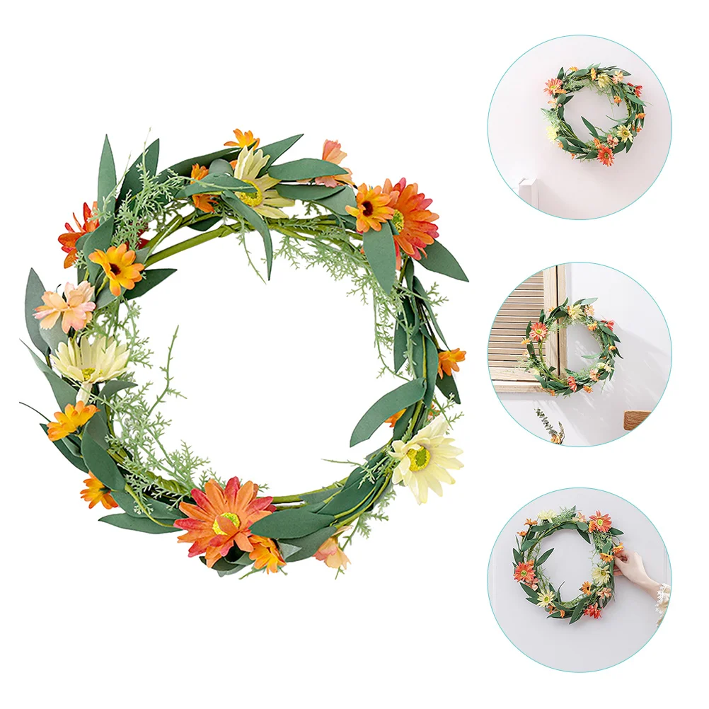 

Wreath Flower Garland Door Artificial Decor Christmaseucalyptus Floral Autumn Wall Wreaths Farmhouse Party Daisy Flowers Fall