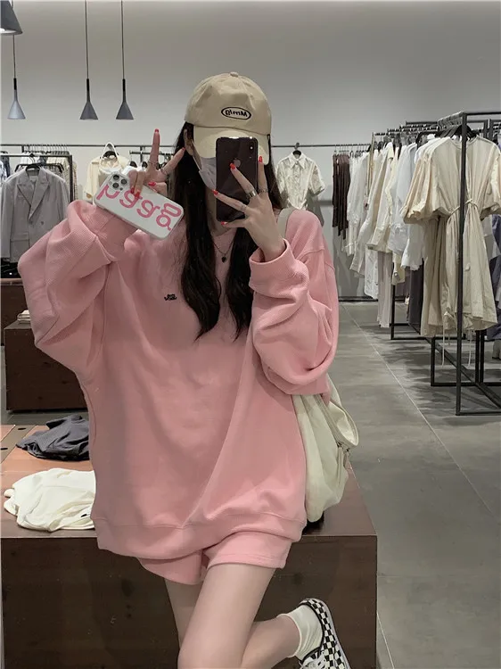 

Loose long-sleeved sweater coat women's spring and autumn new mid-length pullover blouse all-match casual round neck