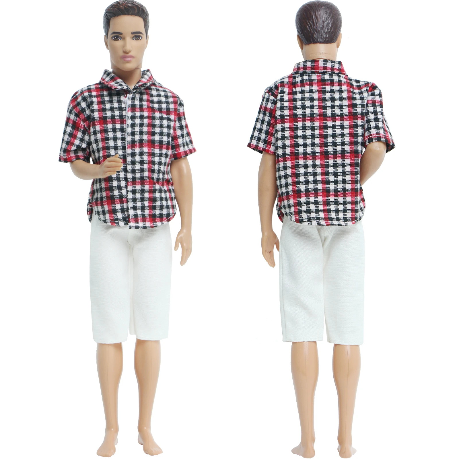 Модная мужская одежда BJDBUS повседневная красная клетчатая футболка белые брюки