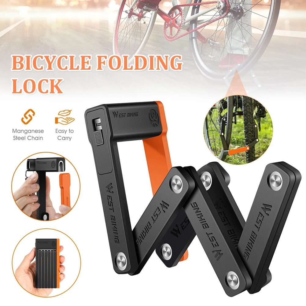 

MTB Foldable Bicycle Lock Portable Security Anti-theft Cycling Lock Chain Lock With 3 Keys MTB Road Bicycle Scooter Accessories