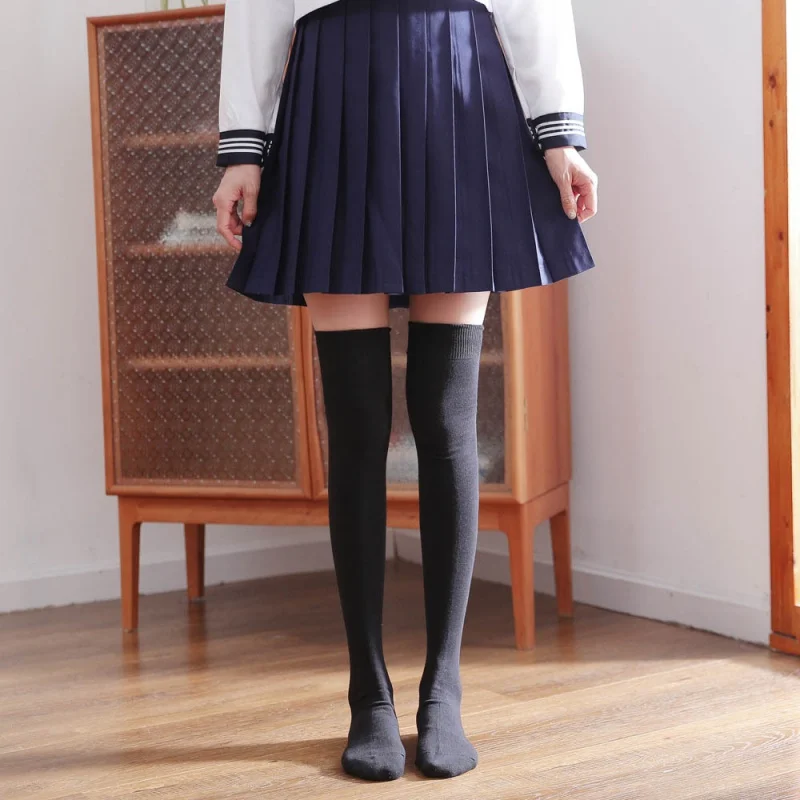 JK Thigh High Socks Long Socks Women's Autumn and Winter New Cotton Pressure Knee Socks Japanese Hold-Ups Stockings Women's All