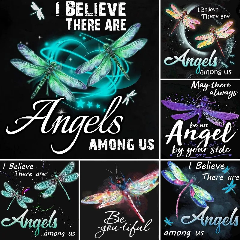 Набор для алмазной живописи по номерам со стрекозой и Ангелом |