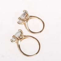 simple fashionable 18k gold light blue diamond female romantic ring engagement wedding bride princess love ring size 6 11