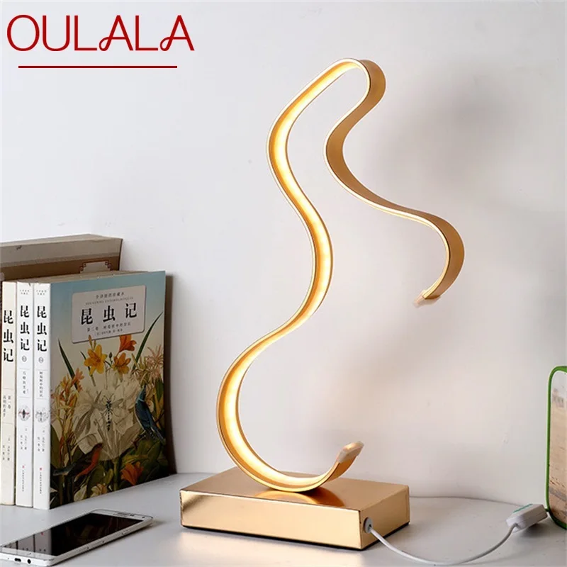 

OULALA Nordic Table Lamp Modern Gold LED Personality Creative Aluminum Desk Light For Home Living Room Bedroom Bedside Decor
