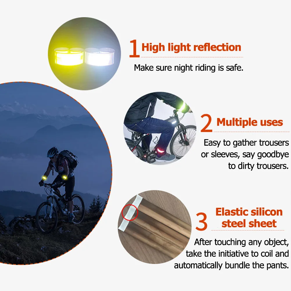 2Pcs Cycling Reflective Strips Tape Warning Wristband Outdoor Running Fishing Safe Bicycle Bind Pants Leg Strap Fluorescent Band |