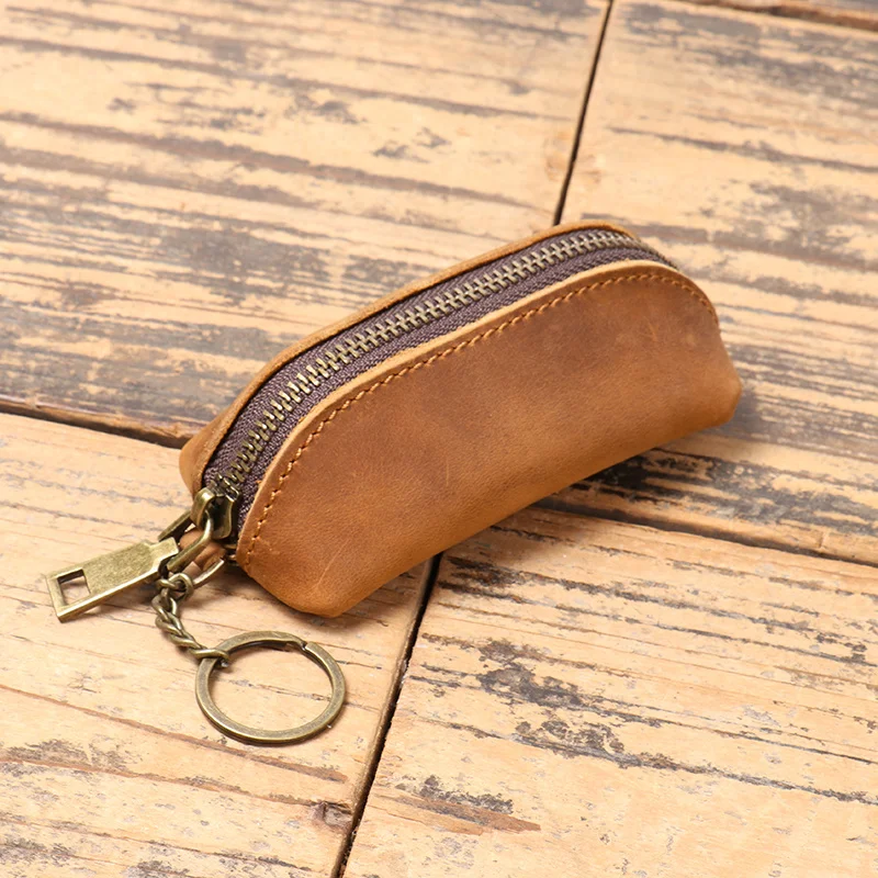 

Real Men's Leather Wallet Vintage Mini Coin Purse Women's Key Holder Organizer Pouch Housekeeper Car Case Leathfocus