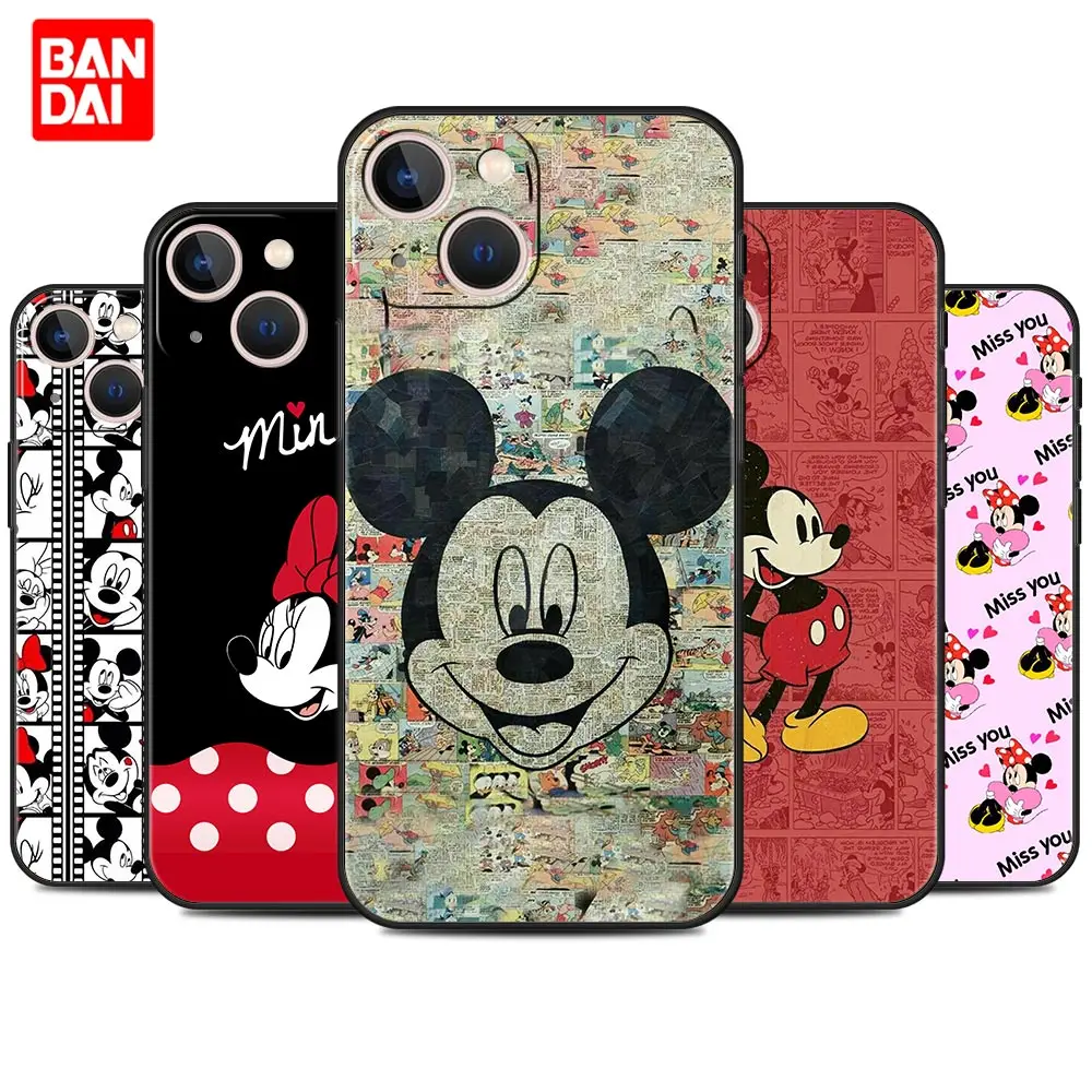 

Minnie Cartoon Case for iPhone 13 12 11 X XS Pro Max 6 6s 7 8 Plus SE XR 12pro 13pro Mini Matte Style Cover Silicone Black Thin