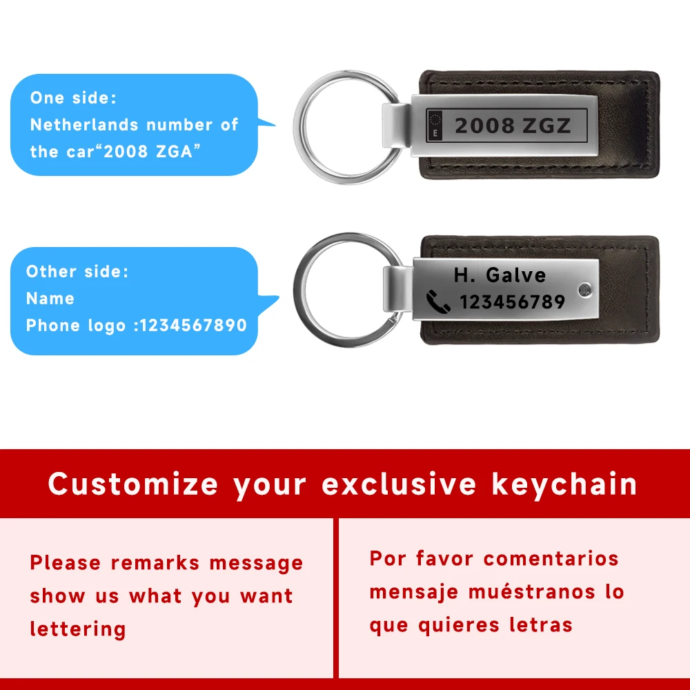 Заказной гравированный кожаный брелок испанская Автомобильная пластина с