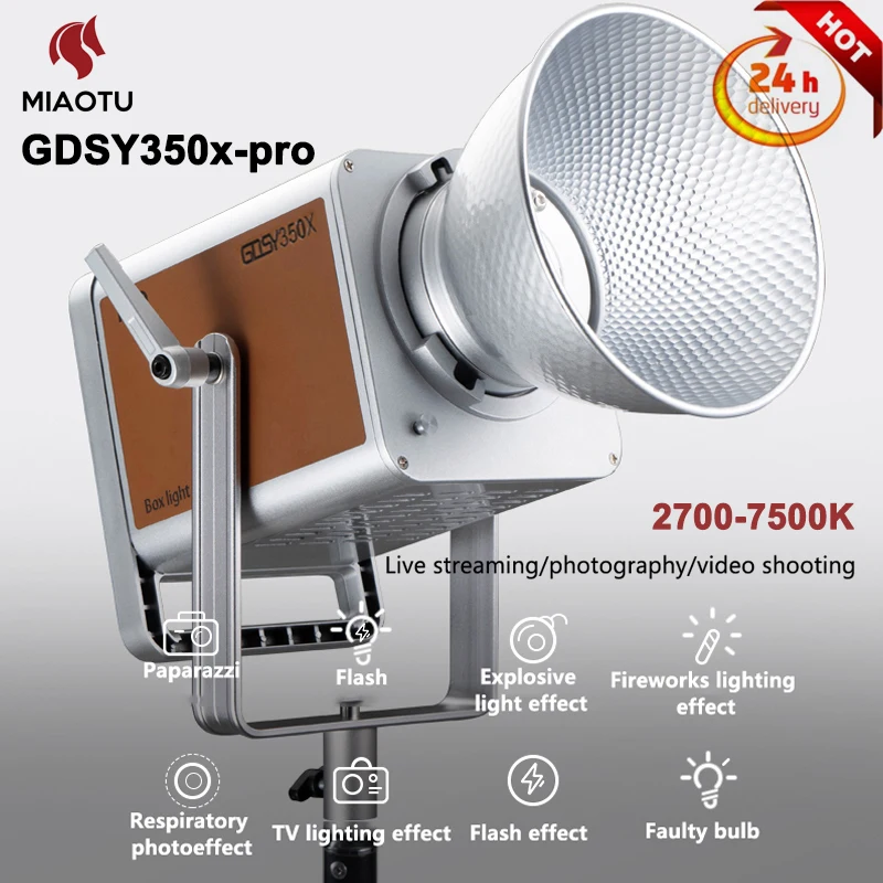 

MIAOTU 350W LED Photography Light Bi-color 2700K-7500K Professional Photo Studio Spotlight Photography Lighting GDSY350x-pro
