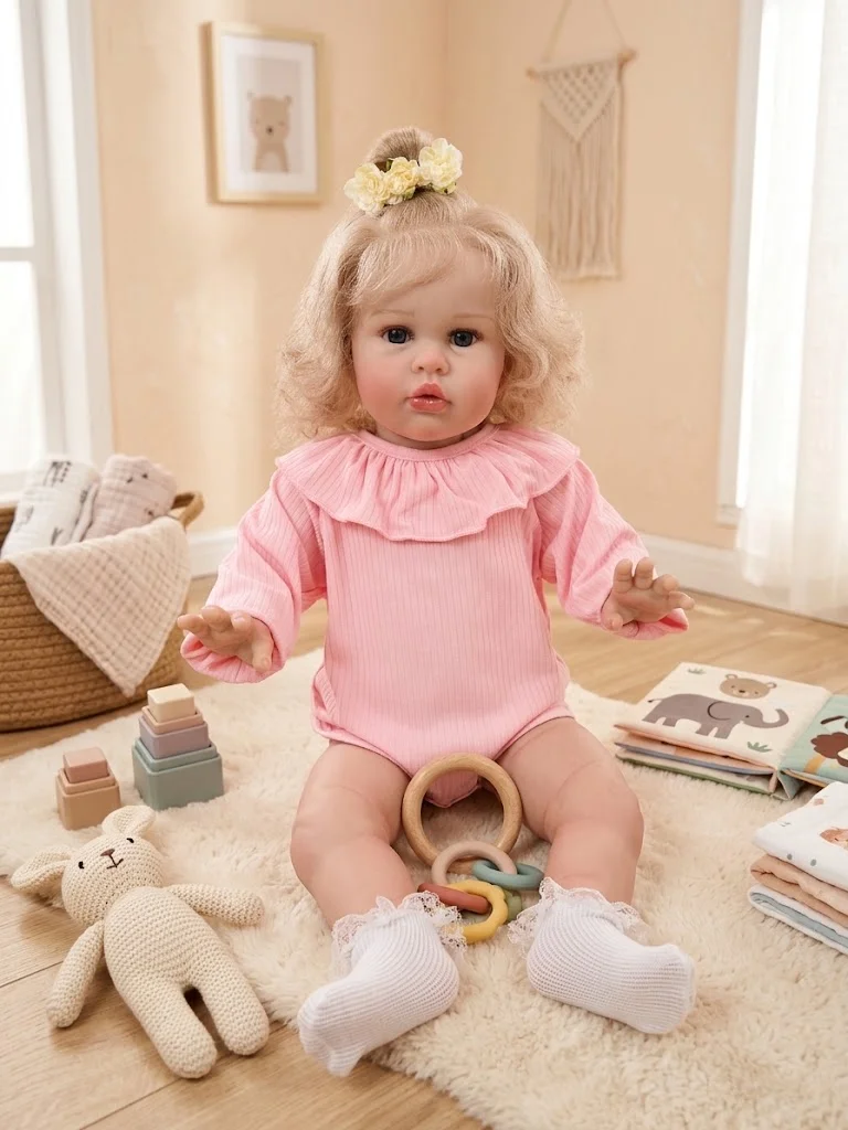 Фото Кукла NPK 60CM Reborn Ellie, реалистичная кукла-младенец для девочек, мягкая на ощупь, с 3D-кожей, с вручную прошитыми волосами, подарок для малышей. №2