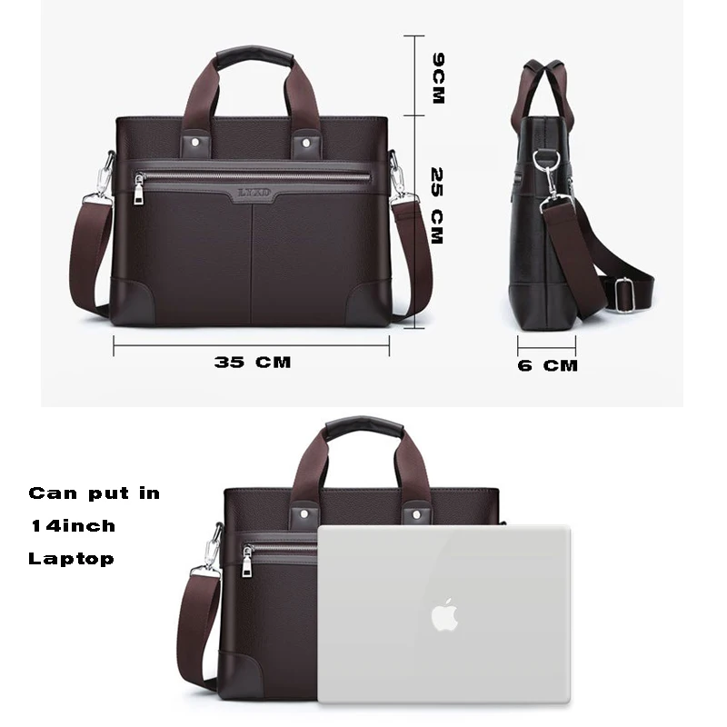 New Large Men's Briefcase Business Bag Handbag For Documents PU Leather Office Men Laptop Bags Shoulder Briefcase Messenger Bags