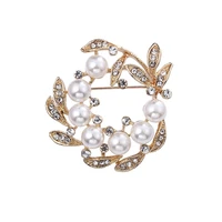 fashion jewelry brooch pins crystals imitation pearl flower brooch for women bridal wedding bouquet diy accessories
