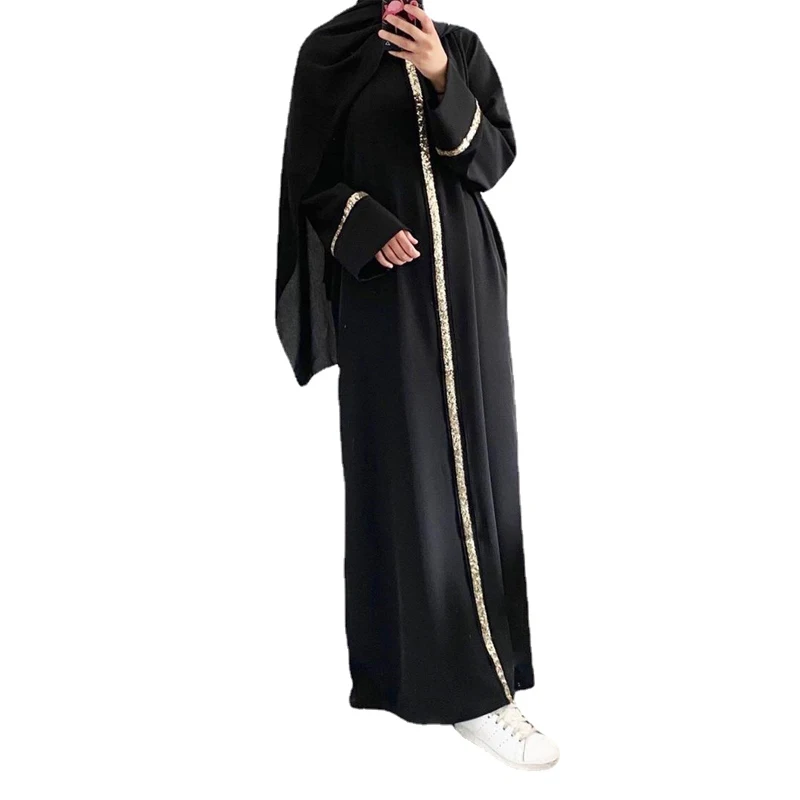 

Robe Femme Musulmane Muslim Women Stitching Sequined Robe Middle East Long Dress Abaya Dubai Muslim Fashion Abaya Turkey Robes
