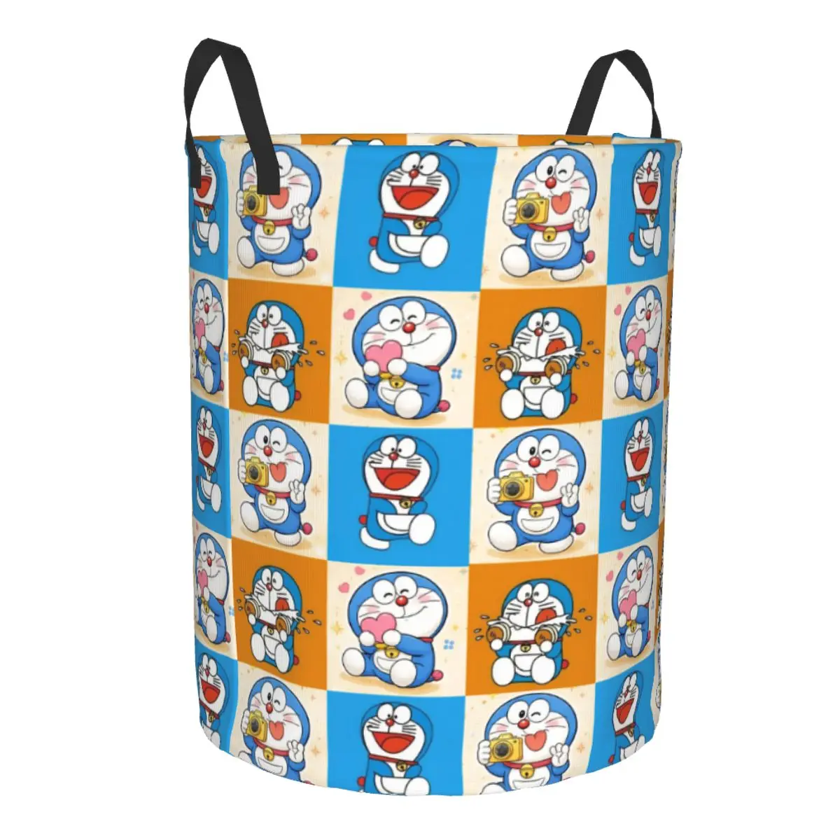 Фото Корзина для белья D-Doraemon в клетку с рисунком аниме, складная, в виде робота-кошки, для хранения одежды, домашняя сумка-органайзер №2