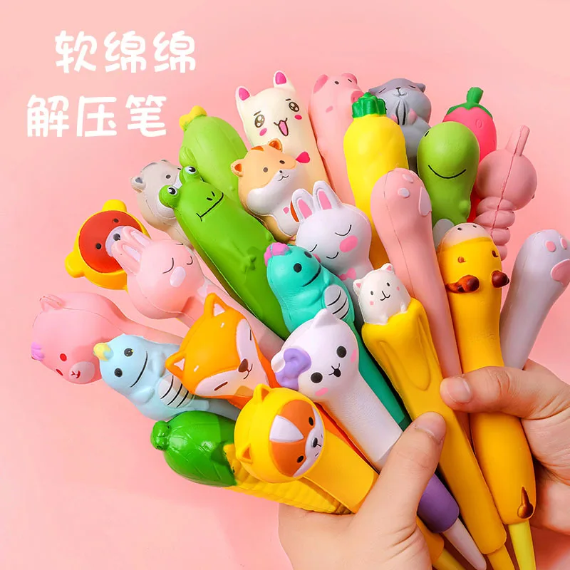 

Cartoon Decompress Gel Pen for Kids Kawaii Stationery Gift 0.5mm Needle-type Water Pen for Children's School Office Supplies