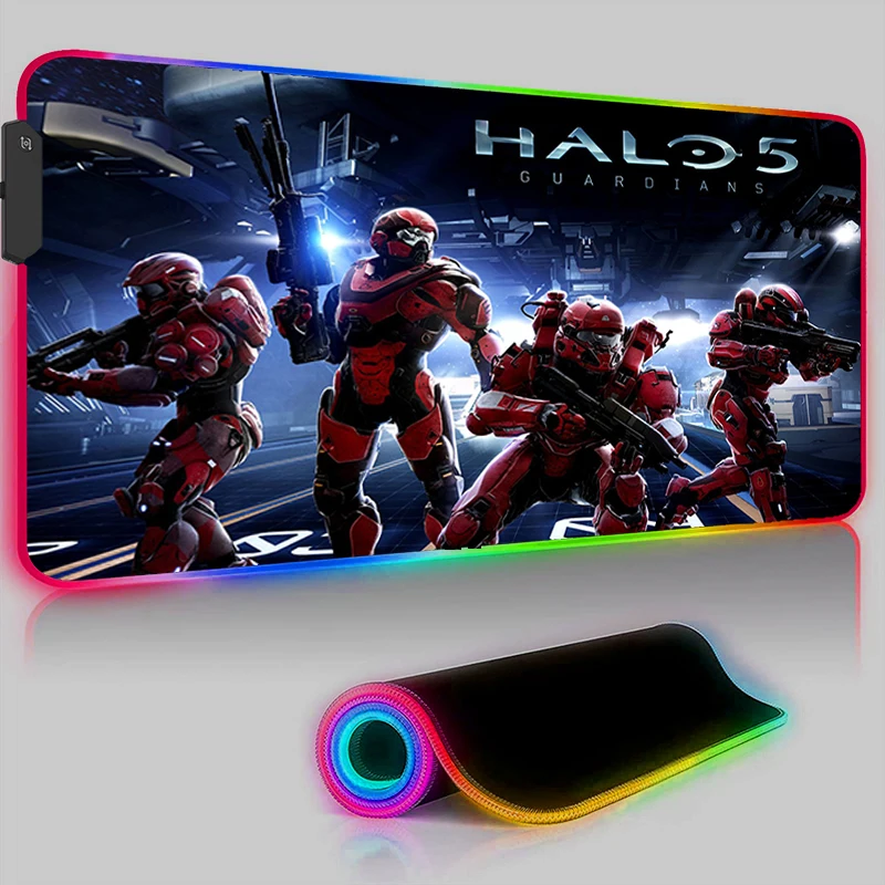 

Keyboard LED Mouse Pad RGB Halo 5 Guardians Pc Accessories Mousepad Gamer Computer Desks Rubber Game Mats Rug Laptop Gaming Pads
