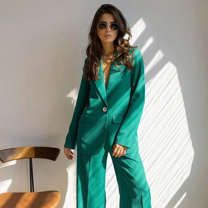 Autumn and Winter New Style Small Fragrance Temperament Commuter One Button Long-sleeved Suit Pure Color Casual Jacket Women's