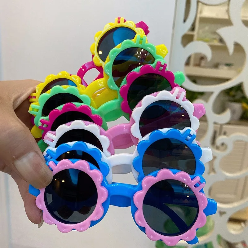 

WARMLK Lovely Cartoon Children's Sunshade Sun Flower Two-color Stitching Frame Glasses Cute Boys Girls Eyewears Mirror UV400