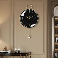 poniger metal wall clock luck deer head modern design swingable watch wall horloge home interiors decoration free shipping 190s