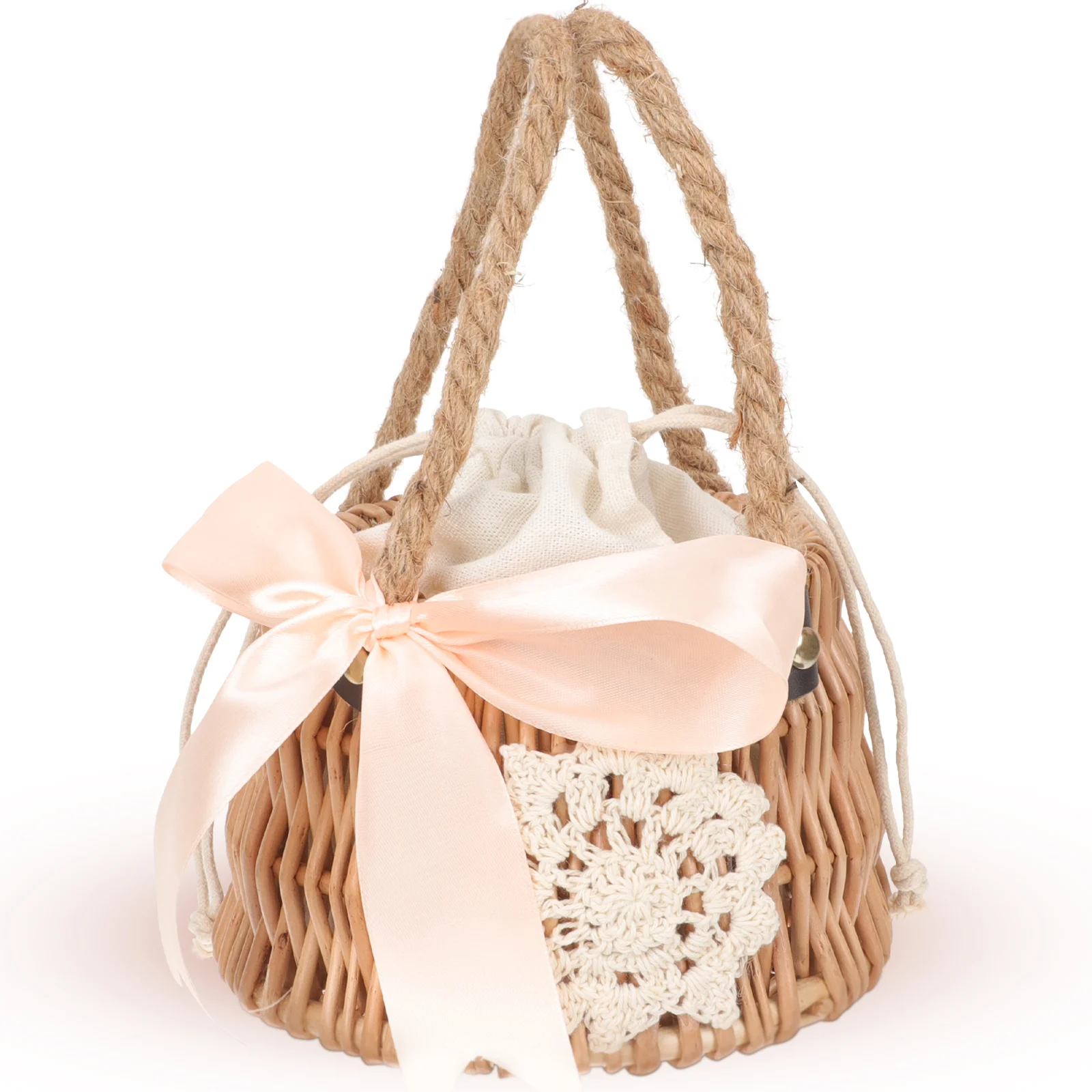 

Basket Flower Woven Wicker Storage Wedding Eggs Fruit Willow Rattan Easter Hand Baskets Floral Handwoven Bread Hamper Picnic