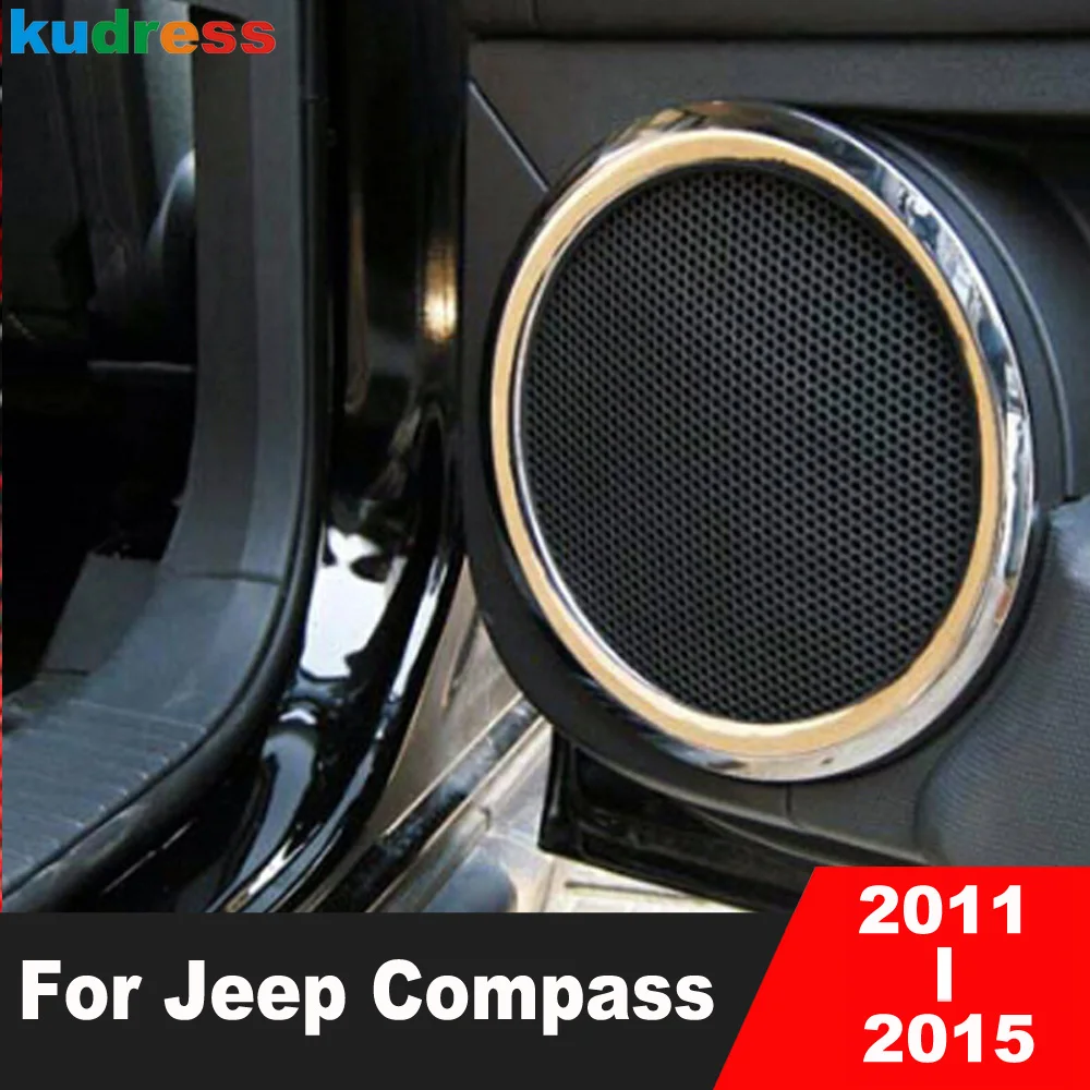 

Car Styling For Jeep Compass 2011 2012 2013 2014 2015 ABS Chrome Door Speaker Ring Trim Cover Sticker Interior Accessories 4pcs