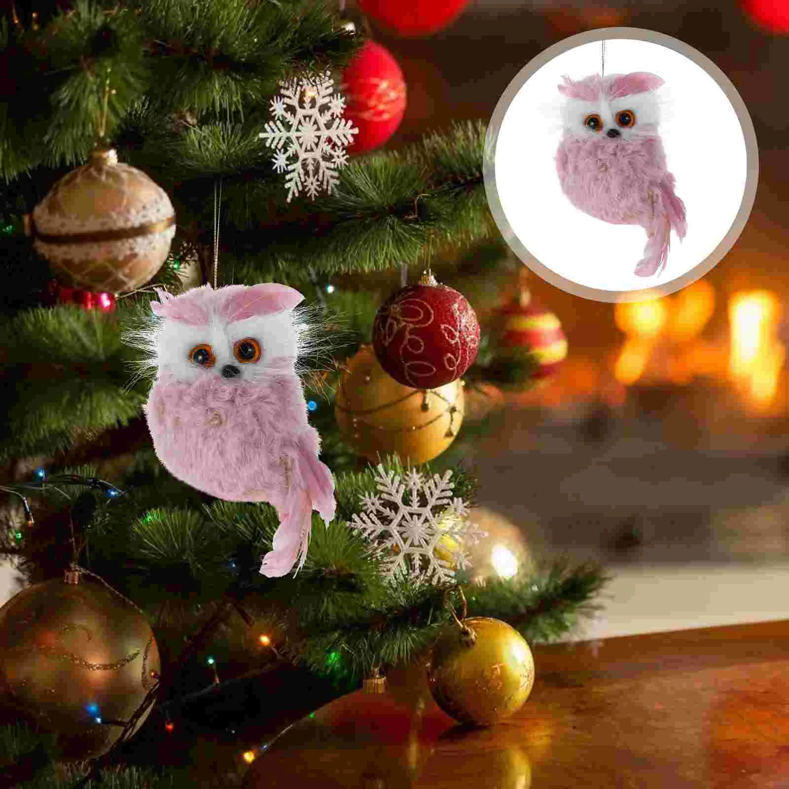 

Pink Decor Hanging Owl Ornament Plush Decorate Ornaments For Christmas Tree