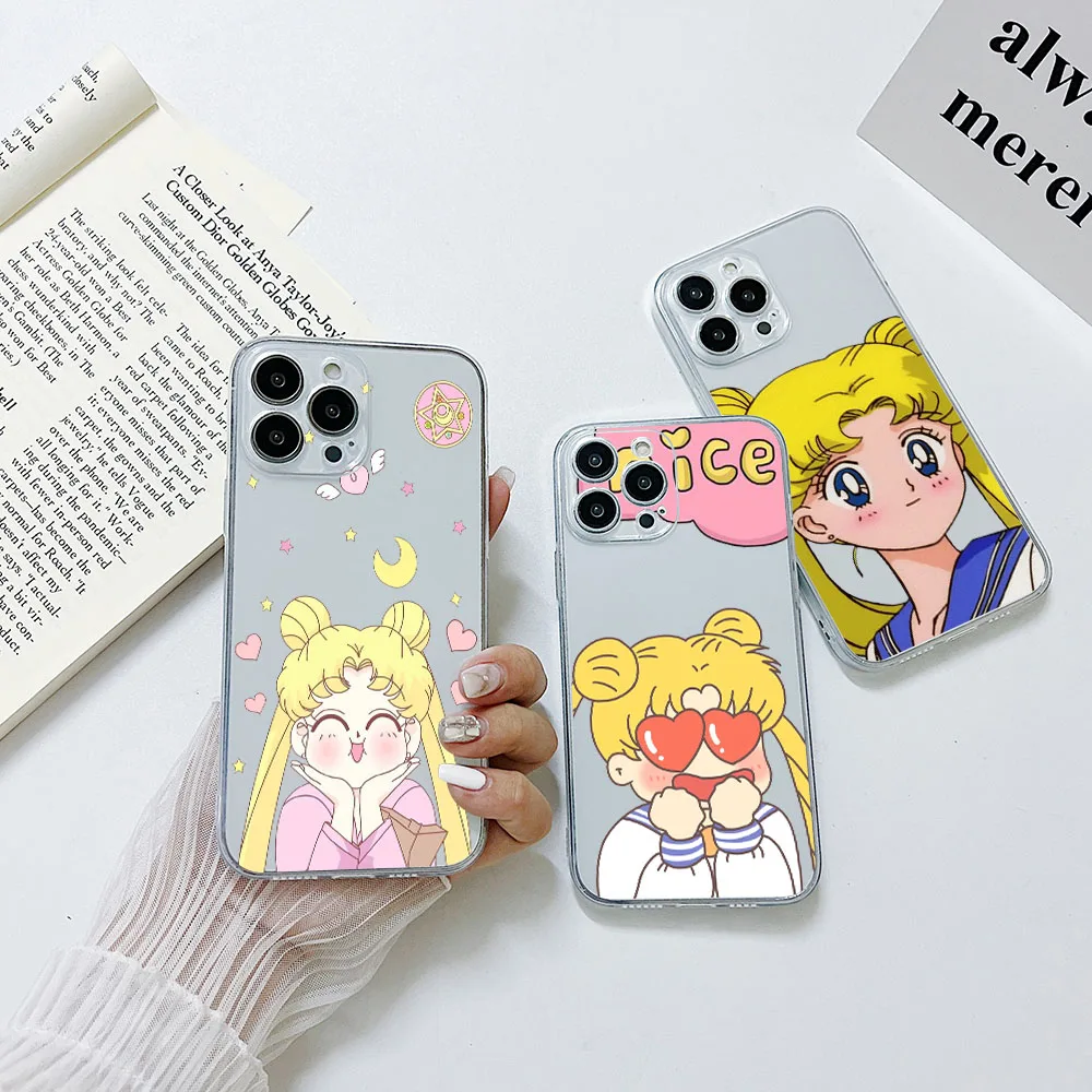 

Anime Cute Sailors Moons Phone Case For Xiaomi Redmi Note 12 11 11T 10 10S 9 Pro Plus 10C 9A 9C 9T K40 K50 K60 4G 5G Transparent