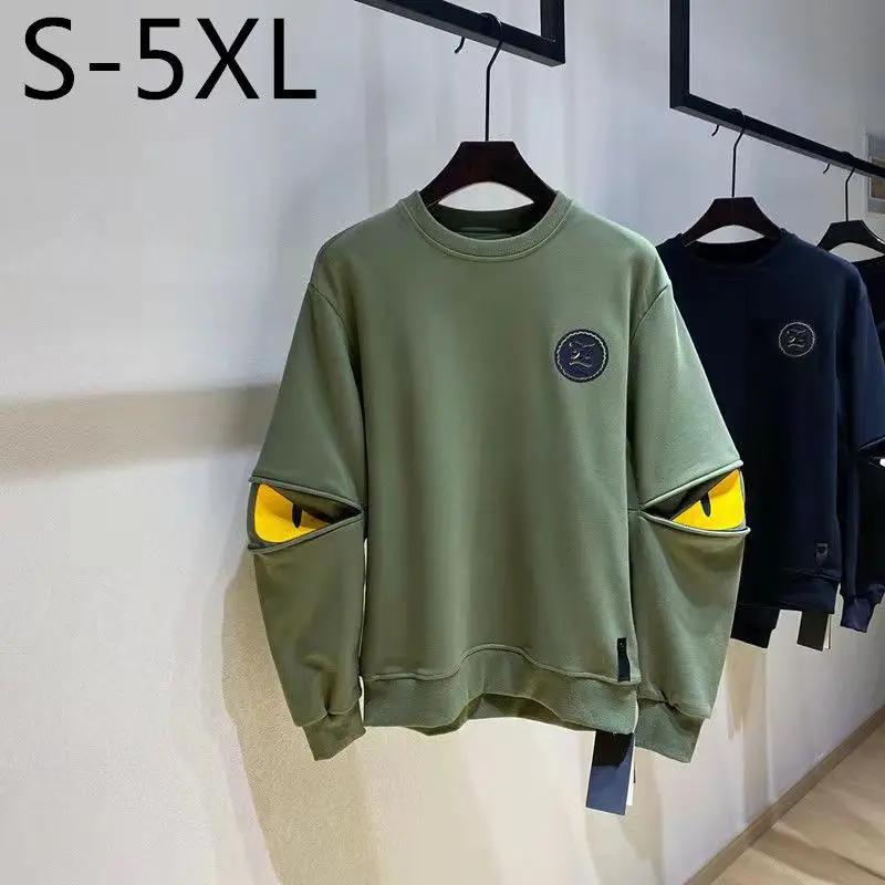 

Wei Yi Men's Tide Autumn and Winter Arm Sleeve Couple Loose Long Sleeve Crewneck T-shirt