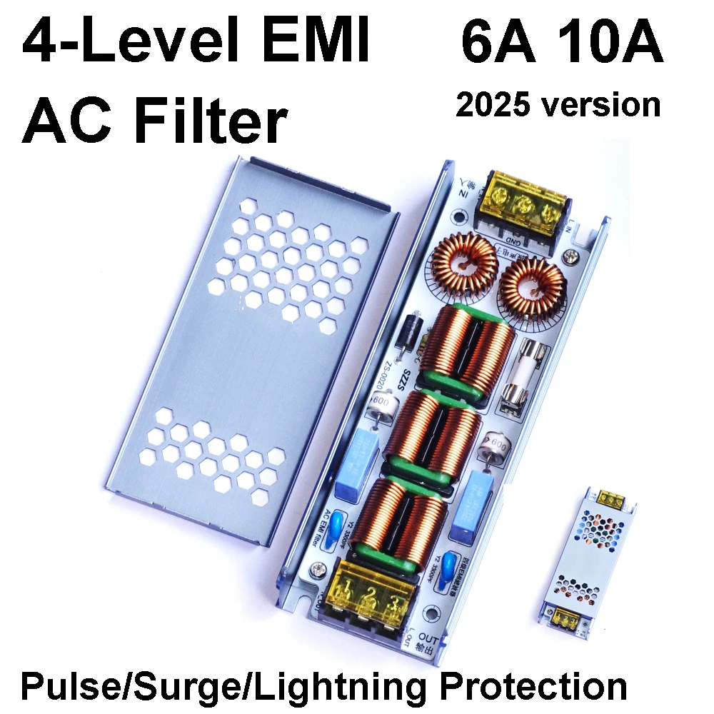 Фильтр EMI переменного тока 110V 220V 6A 10A 4 уровень AC Filter 4Stage Audio Amplifier Power Purifier Current Sound
