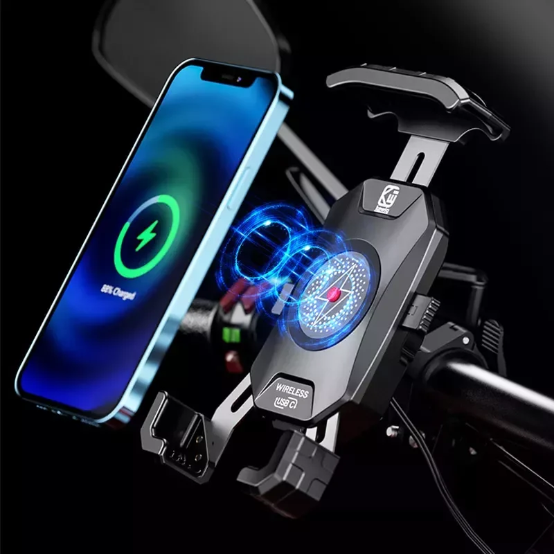 

NEW2023 Holder 15W Wireless Charger QC3.0 USB Charging Stand Handlebar Mirror Mount Bracket Bike Cellphone Support