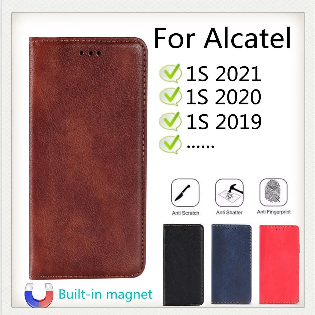 Фото Чехол-бумажник для Alcatel 1S 2021 6025D, чехол для Alcatel 1S 2020 5028Y, чехол для Alcatel 1S 2019 5024D, кожаный чехол-книжка для телефона №1