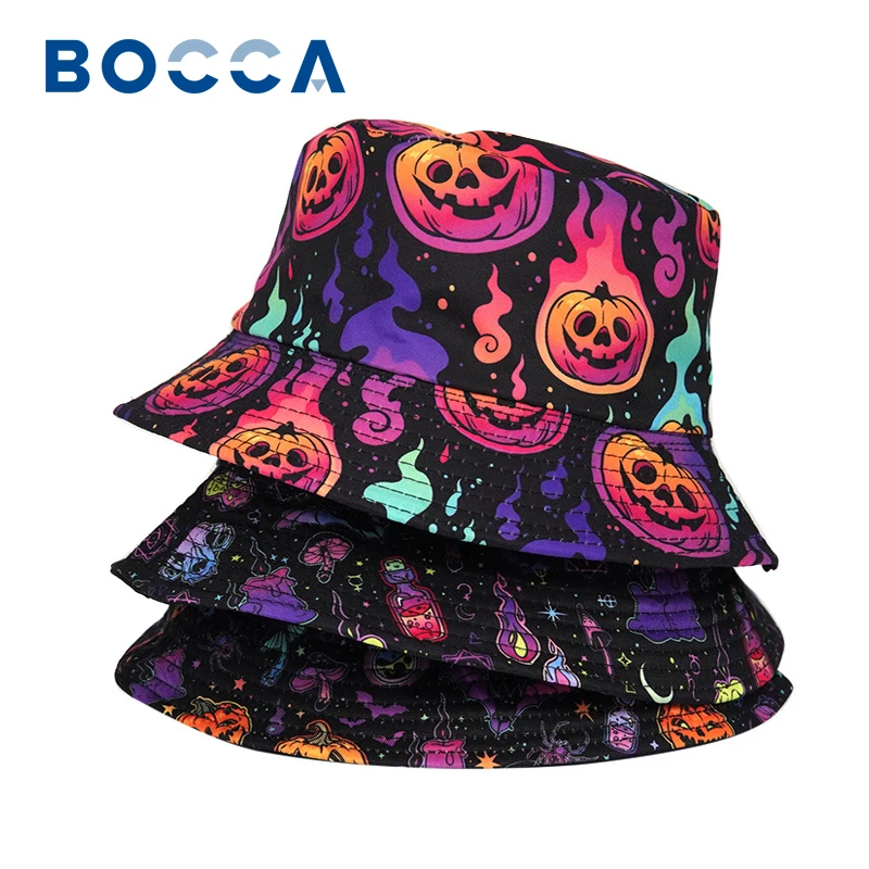 Головной убор женский с рисунком тыквы на Хэллоуин Панама забавным черепом для