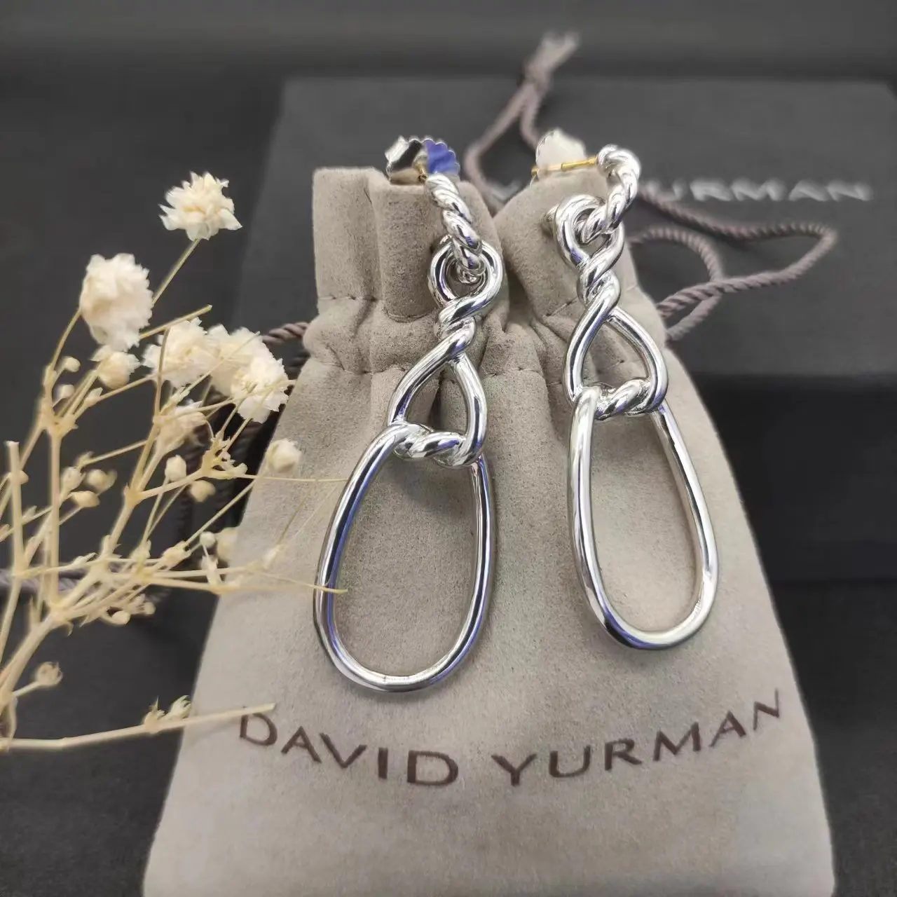 David Yurman Gold Hook Twisted Wire Buckle Earrings in Sterling Silver with 14K Yellow PlatedPlated
