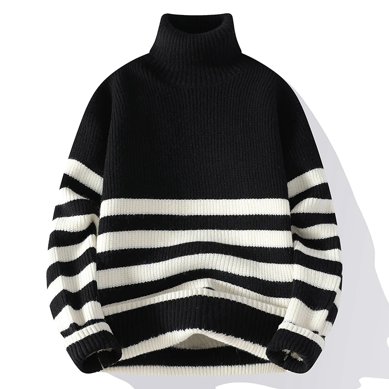 Новый мужской повседневный вязаный свитер Simplici в полоску с лацканами