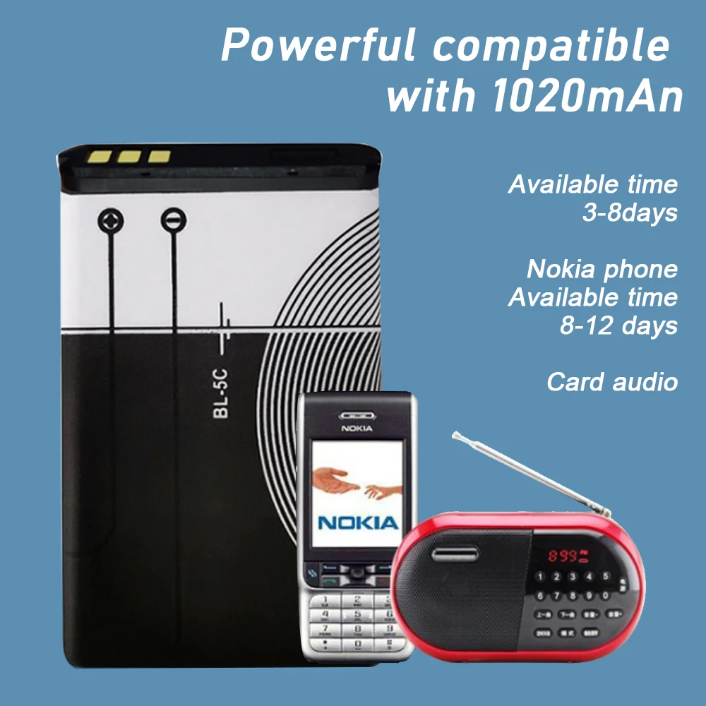 Аккумуляторная литиевая батарея для Nokia 3 7 1020 1100 1110 1200 1208 2270 2600 1112 |
