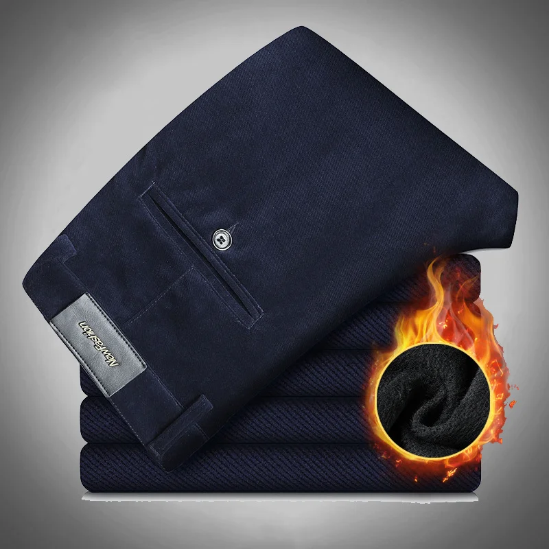 

Мужские зимние вельветовые флисовые Новые Теплые повседневные брюки классический стиль деловые мужские модные эластичные плотные длинные...