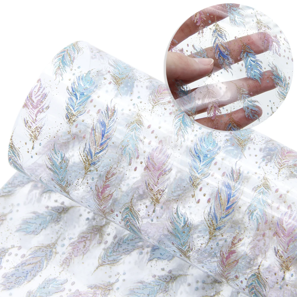 Прозрачная Синтетическая кожаная ткань с цветочным принтом в виде сердца 20x33 см