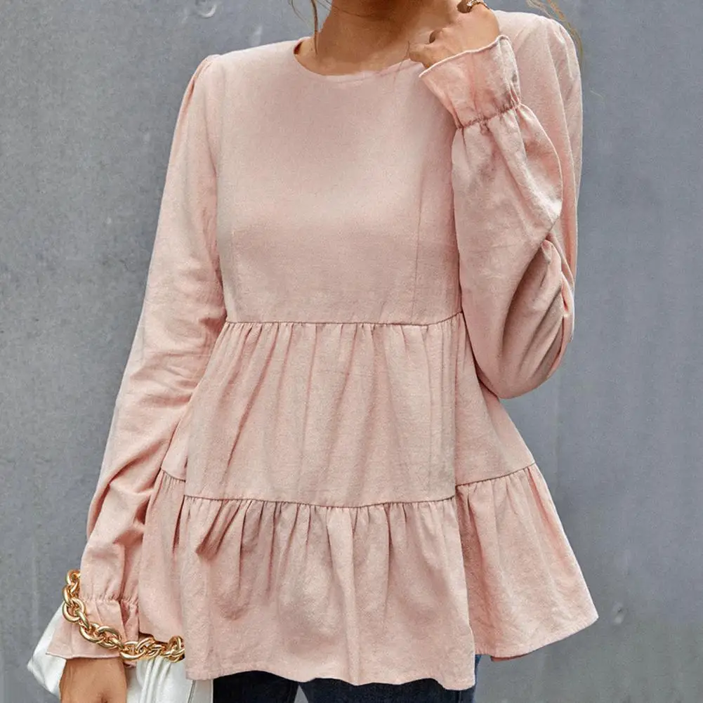 

Casual Blouse Crew Neck Women Top Women Elegant Autumn Shirt Top