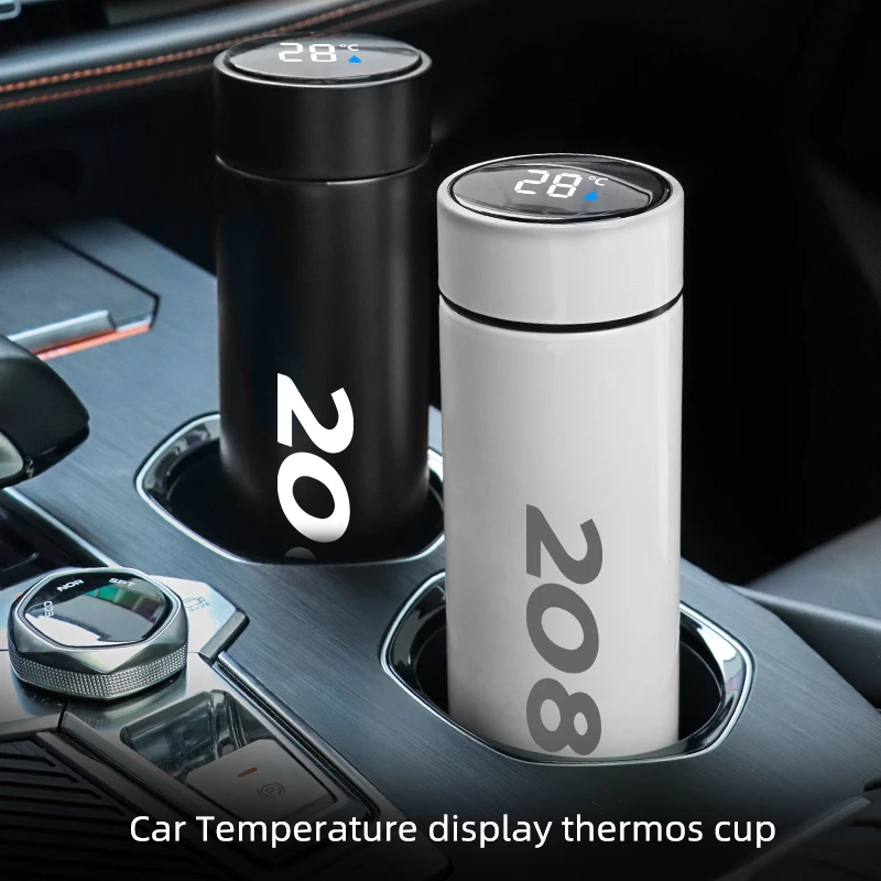 

For Peugeot 208 500ml Intelligent insulating cup Intelligent temperature display Insulating water cup Vacuum bottle coffee cup